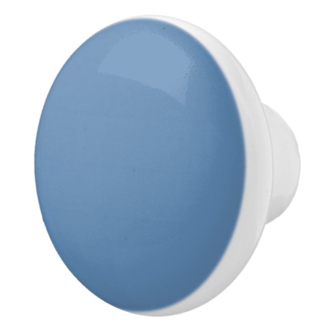 Blue Lichen Solid Colour Print, Light Blue Grey Ceramic Knob (Right)