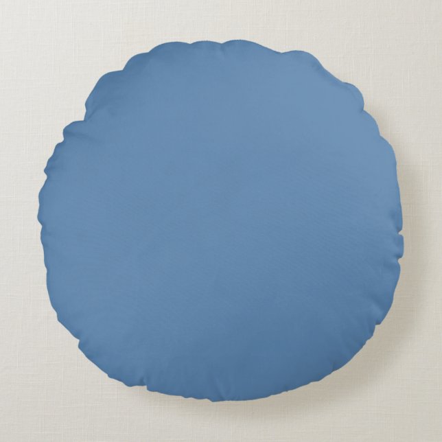 Blue Lichen Solid Colour Print, Light Blue Grey Round Cushion (Front)