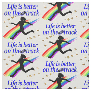 BLUE LIFE IS BETTER ON THE TRACK DESIGN FABRIC