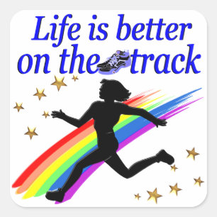 BLUE LIFE IS BETTER ON THE TRACK DESIGN SQUARE STICKER