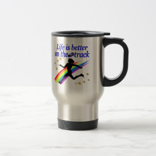 BLUE LIFE IS BETTER ON THE TRACK DESIGN TRAVEL MUG