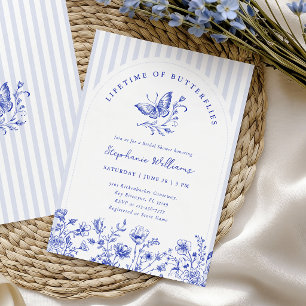 Blue Lifetime of Butterflies Bridal Shower Invitation