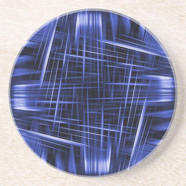 Blue light beams pattern coaster (Front)