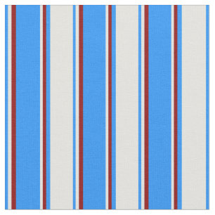 Blue, Light Cyan & Dark Red Coloured Stripes Fabric