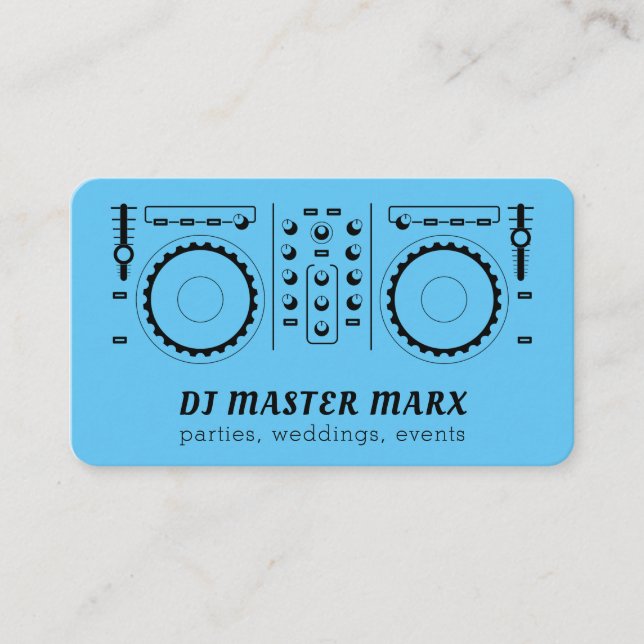 Blue Light Disc Jockey Turntable Party Music Business Card (Front)