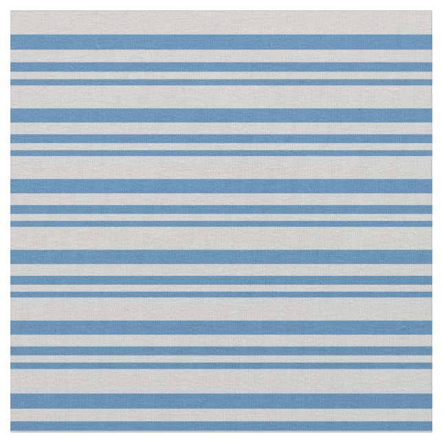 Blue & Light Grey Coloured Striped/Lined Pattern Fabric (Close Up)