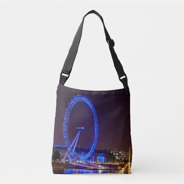 Blue light London eye in the night Crossbody Bag (Front)