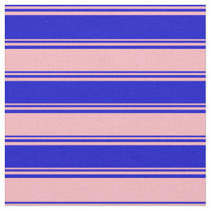 Blue & Light Pink Coloured Striped Pattern Fabric