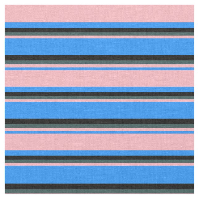 Blue, Light Pink, Dark Slate Grey & Black Coloured Fabric (Close Up)