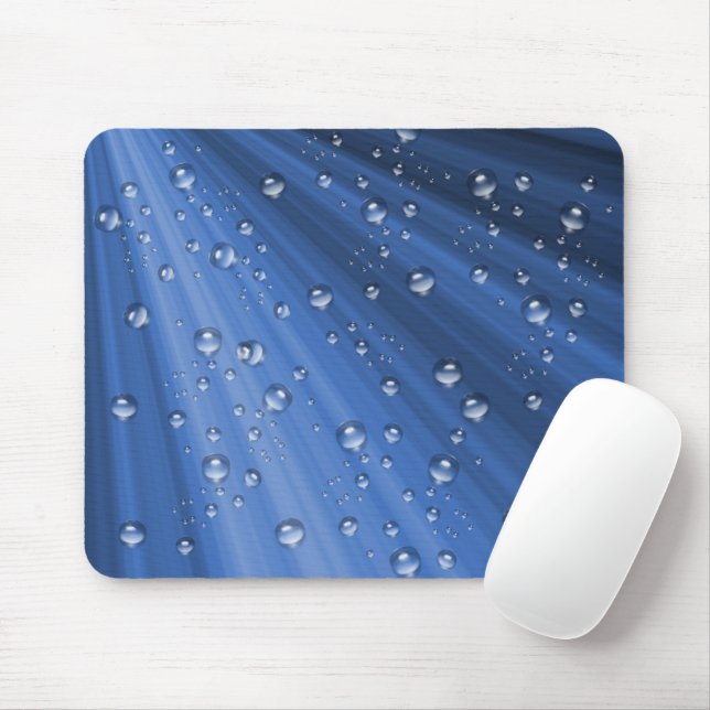 Blue Light Rays and Bubbles Mouse Mat (With Mouse)