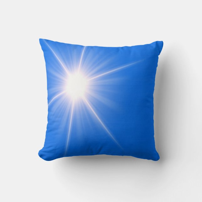 Blue light sun abstract art cushion (Front)