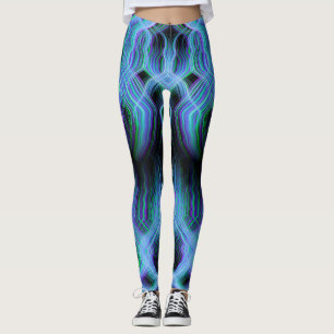Blue light trails pattern leggings
