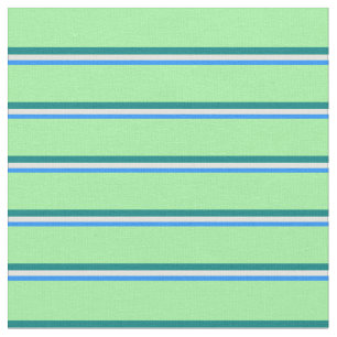 Blue, Light Yellow, Teal & Green Coloured Lines Fabric