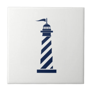 Blue Lighthouse on White Ceramic Tile