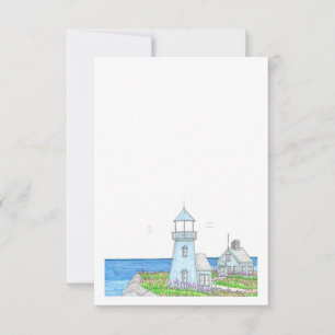 Blue Lighthouse Save the Date Card