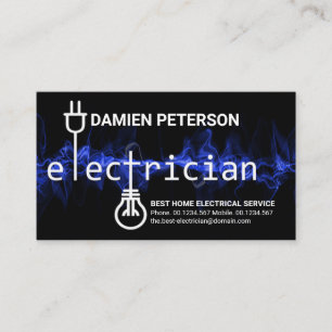 Blue Lightning Electrician Bulb Power Plug Circuit Business Card