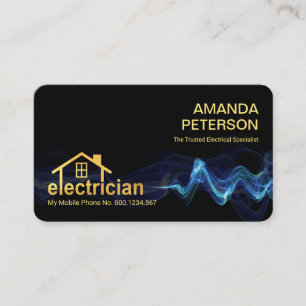 Blue Lightning Gold Electrician Home Business Card