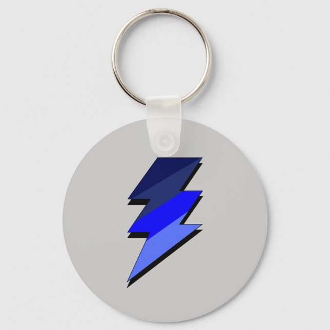 Blue Lightning Thunder Bolt Key Ring (Front)