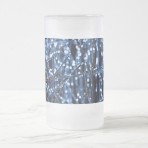 Blue Lights Abstract Frosted Glass Beer Mug