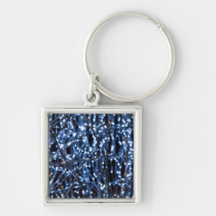 Blue Lights Abstract Key Ring