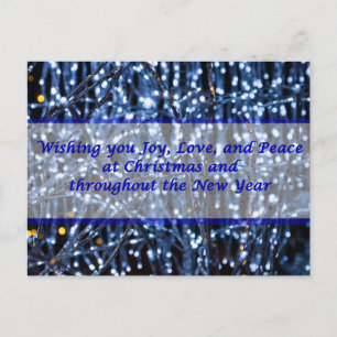 Blue Lights Abstract Text Christmas Postcard