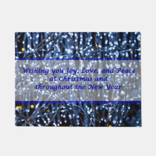 Blue Lights Abstract Text Doormat