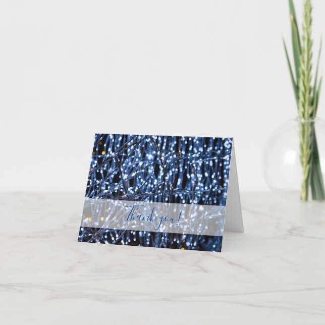 Blue Lights Abstract Thank You Card (Front)