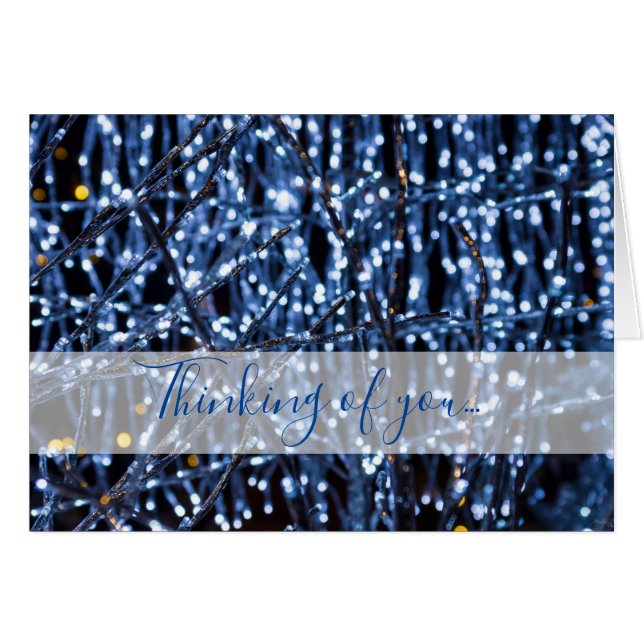 Blue Lights Abstract Thinking Of You Card (Front Horizontal)