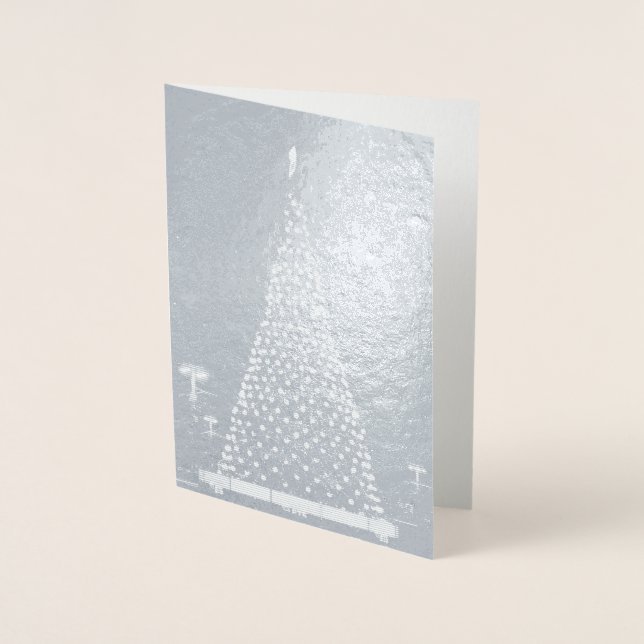 Blue lights Christmas tree Foil Card (Front)