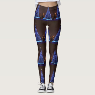 Blue lights Christmas tree Leggings