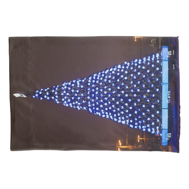 Blue lights Christmas tree Pillowcase (Front)