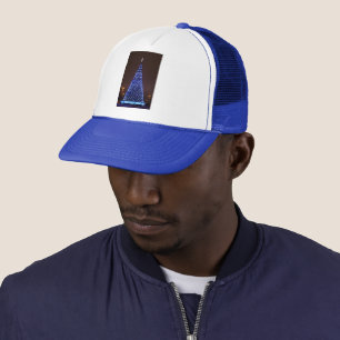 Blue lights Christmas tree Trucker Hat