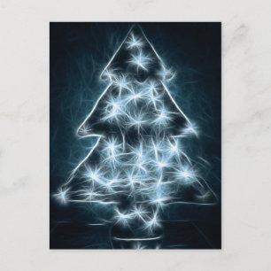 Blue Lights Illuminate a Christmas Tree Holiday Postcard