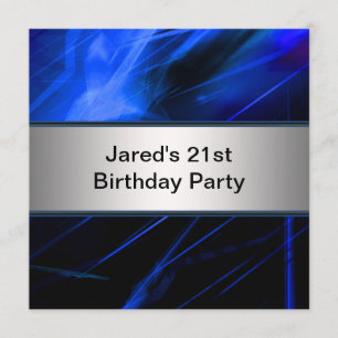 Blue Lights Mans 21st Birthday Party Invitation