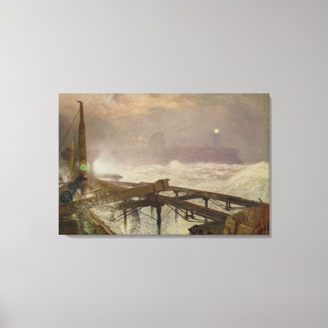 Blue Lights, Teignemouth Pier - Lighting the Lamps Canvas Print (Front)