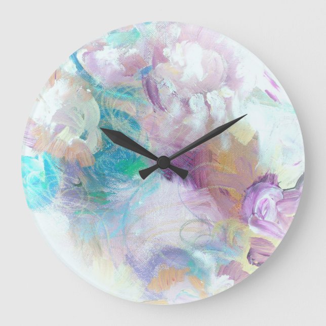 Blue Lilac Abstract Designer Wall Clock (Front)