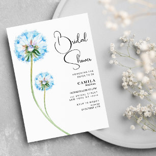 Blue lilac green dandelion floral Bridal Shower Invitation