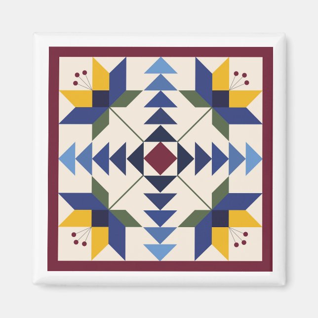 Blue Lilies Barn Quilt Magnet (Front)