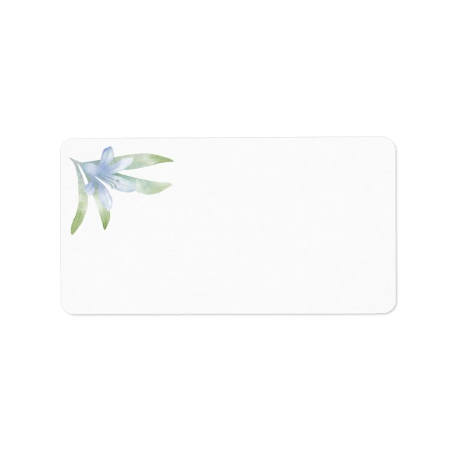 Blue Lilies Watercolor Wedding Address Label (Front)