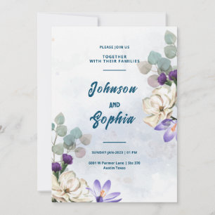 Blue Lilies Wedding Card Design