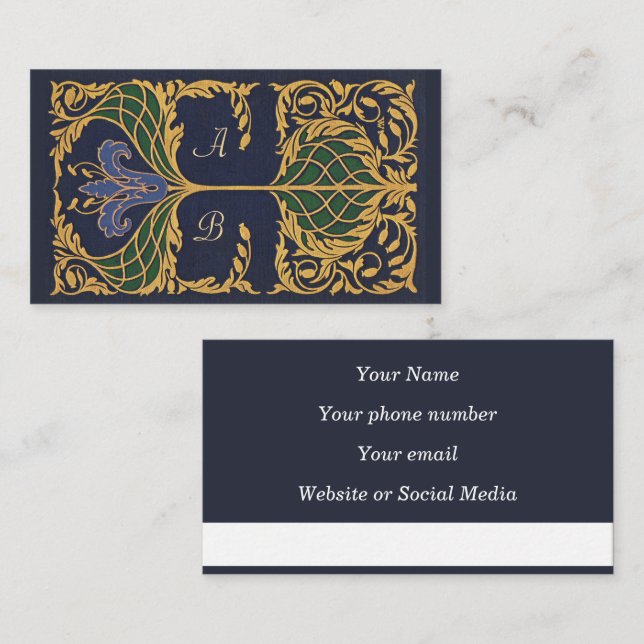 Blue Lily Art Nouveau Calling Card (Front/Back)