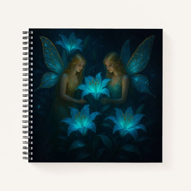 Blue Lily Fairy Ethereal Dreamy Fantasy Notebook (Front)