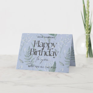 Blue Lily of the Valley Custom Happy Birthday Card