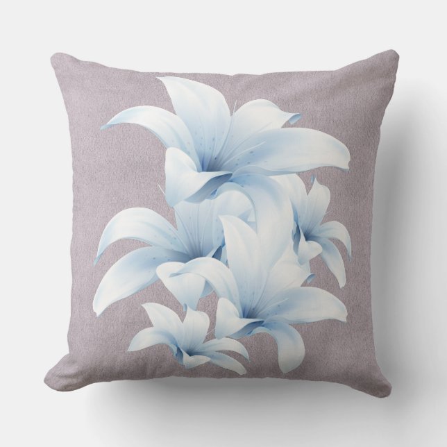 Blue Lily Peace Love Pillow (Front)