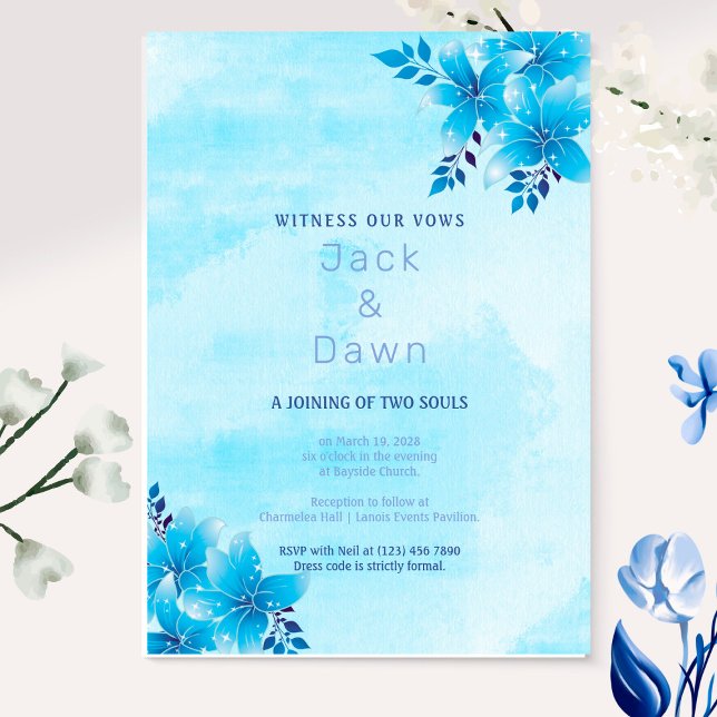 Blue Lily Wedding Invitation (Creator Uploaded)