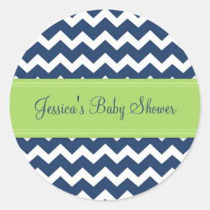 Blue Lime Chevron Baby Shower Favour Stickers