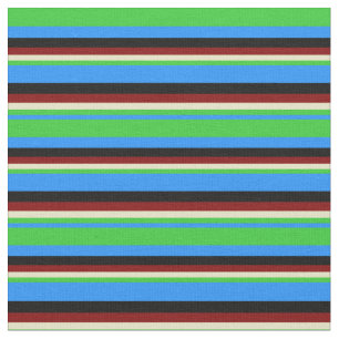 Blue, Lime Green, Pale Goldenrod, Maroon & Black Fabric