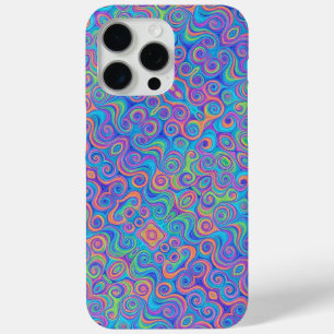 Blue, Lime Green, Purple, Orange Swirl Pattern iPhone 15 Pro Max Case