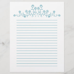 Blue line art roses drawing.