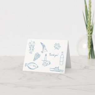 blue line drawing Nova Scotia Thank you card